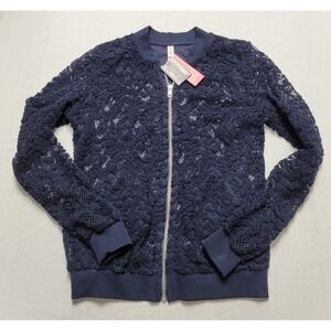 Women's Xhilaration Navy Lace Zipper Jacket Size XS Pretty Things Collection